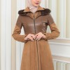 Damen Winter-Trenchcoat aus Wildleder und Leder 1351 - Tabak