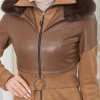 Damen Winter-Trenchcoat aus Wildleder und Leder 1351 - Tabak