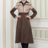 Damen Winter-Trenchcoat aus Wildleder und Leder 1351 - Beige