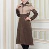 Damen Winter-Trenchcoat aus Wildleder und Leder 1351 - Beige