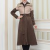 Damen Winter-Trenchcoat aus Wildleder und Leder 1351 - Beige