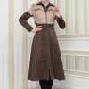 Damen Winter-Trenchcoat aus Wildleder und Leder 1351 - Beige