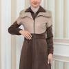 Damen Winter-Trenchcoat aus Wildleder und Leder 1351 - Beige