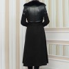 Damen Winter-Trenchcoat aus Wildleder und Leder 1351 - Schwarz