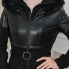 Damen Winter-Trenchcoat aus Wildleder und Leder 1351 - Schwarz
