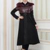 Damen Winter-Trenchcoat aus Wildleder und Leder 1351 - Bordeaux