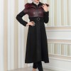 Damen Winter-Trenchcoat aus Wildleder und Leder 1351 - Bordeaux