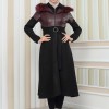 Damen Winter-Trenchcoat aus Wildleder und Leder 1351 - Bordeaux