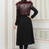 Damen Winter-Trenchcoat aus Wildleder und Leder 1351 - Bordeaux