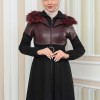 Damen Winter-Trenchcoat aus Wildleder und Leder 1351 - Bordeaux