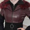 Damen Winter-Trenchcoat aus Wildleder und Leder 1351 - Bordeaux