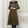 Women's Winter Suede and Leather Trench Coat 1351 - khaki