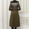 Women's Winter Suede and Leather Trench Coat 1351 - khaki