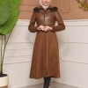 Damen Winter-Trenchcoat aus Wildleder und Leder 1351 - Braun