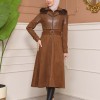 Damen Winter-Trenchcoat aus Wildleder und Leder 1351 - Braun