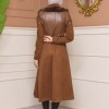 Damen Winter-Trenchcoat aus Wildleder und Leder 1351 - Braun