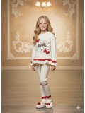 Mädchen Winter Strickset mit Pailletten 3107 - Ecru
