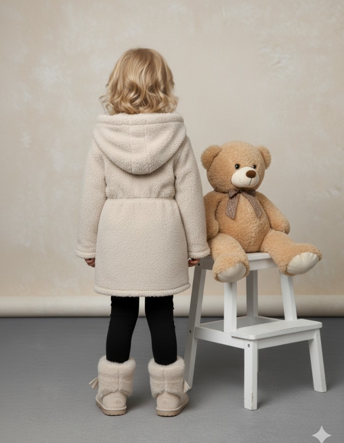 5002 جاكيت فرو بناتي  - Beige