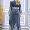 709 عباية مخمل سحاب  - Grau