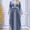 Bestickte Abaya aus koreanischem Samt 709  - Grau