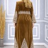 709 عباية مخمل سحاب  - gold
