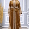 Bestickte Abaya aus koreanischem Samt 709  - Gold