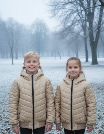 Kids' Full Fleece-Lined Puffer Jacket 5149 - beige