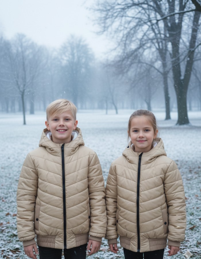 Kids' Full Fleece-Lined Puffer Jacket 5149 - beige